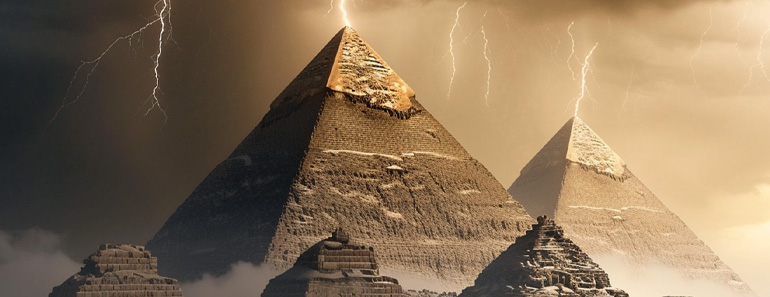 A visualization of the pyramids as electrical generators.